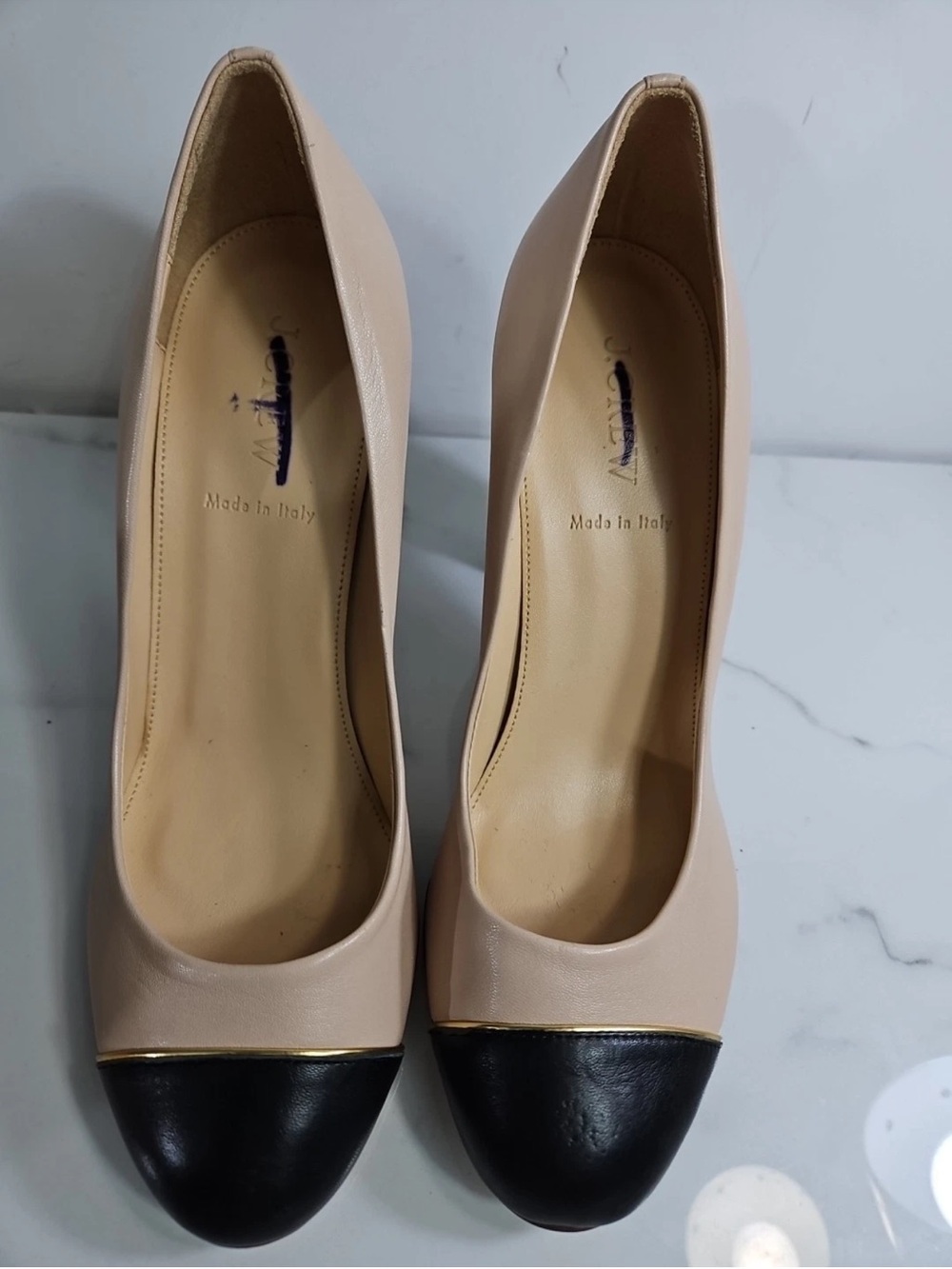 J. Crew Two-Tone Block Heel Pumps in Beige and Black - Picture 10 of 10